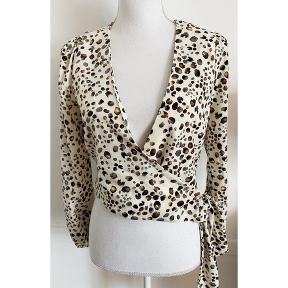 JOA • Leopard Print Wrap Blouse - Picture 4 of 7